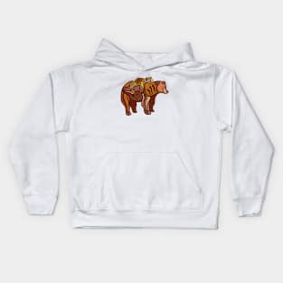 Bear with a Cub Artistic Design in Color Kids Hoodie